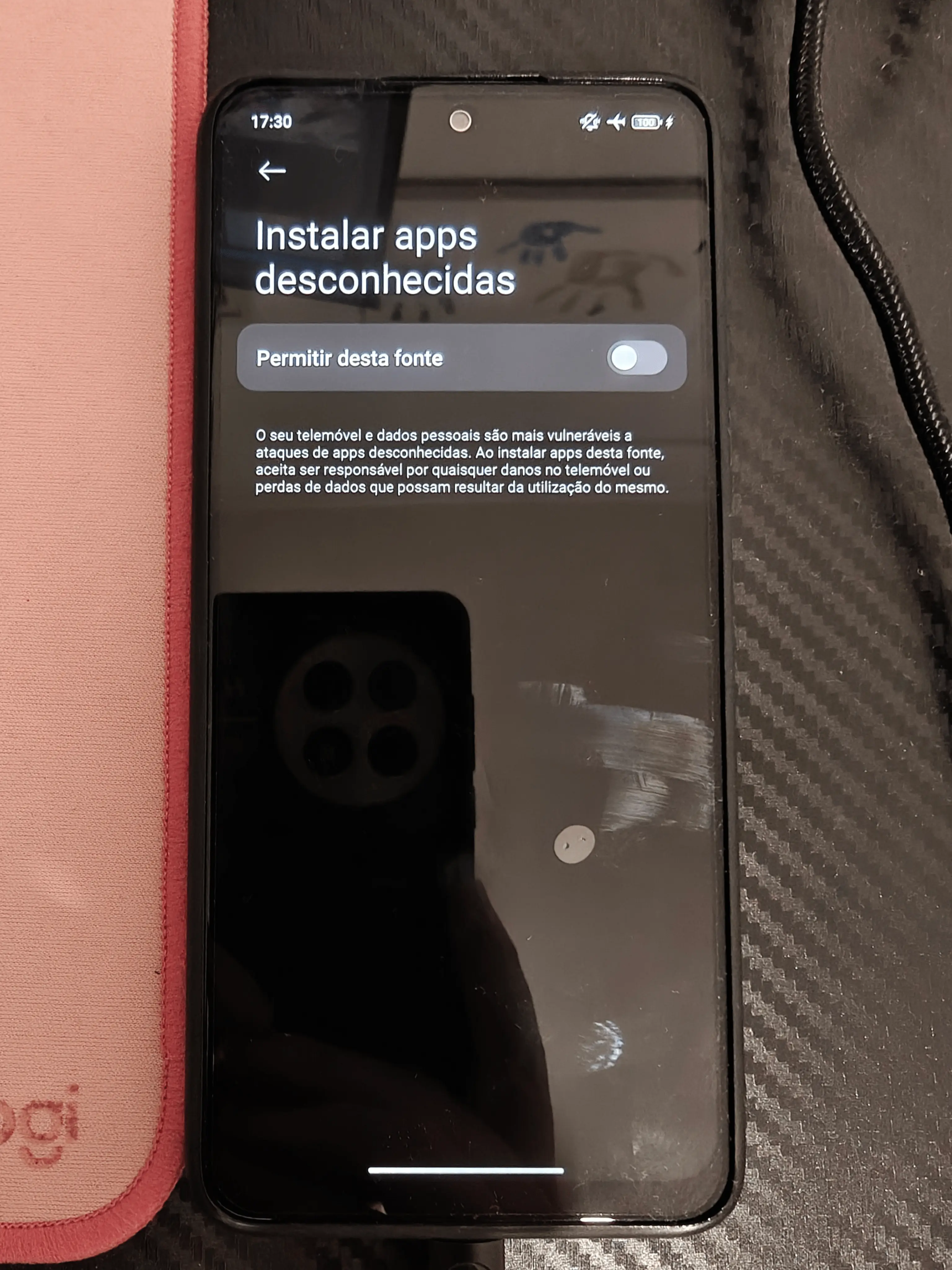 Permitir fontes desconhecidas
